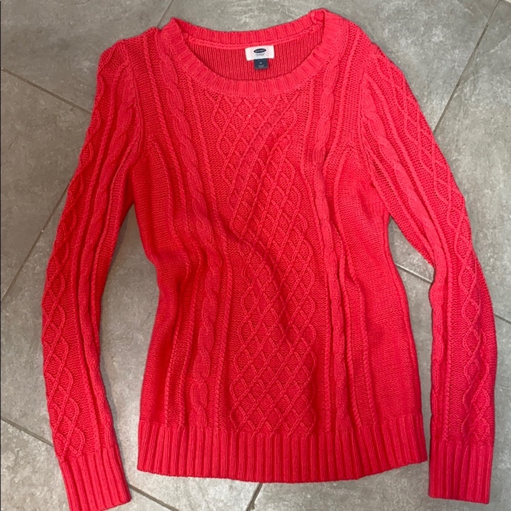 Bright Pink Cable Knit Sweater